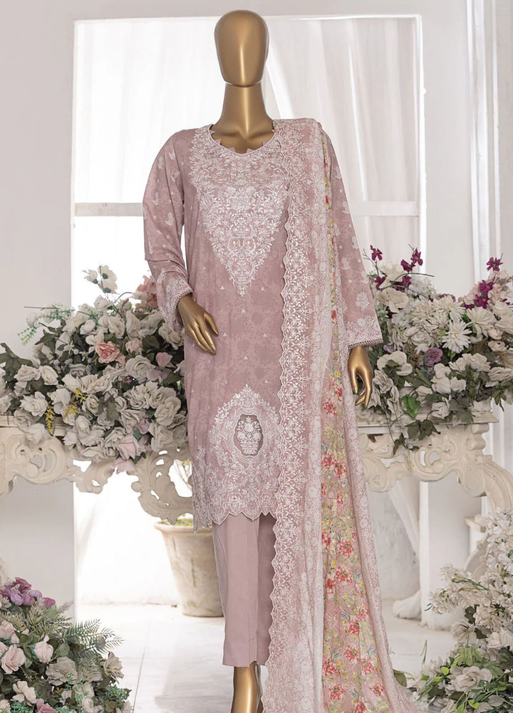 Hz Textiles Embroidered Lawn Suits Unstitched 3 Piece PEC-565 VOL-07 - Summer Collection
