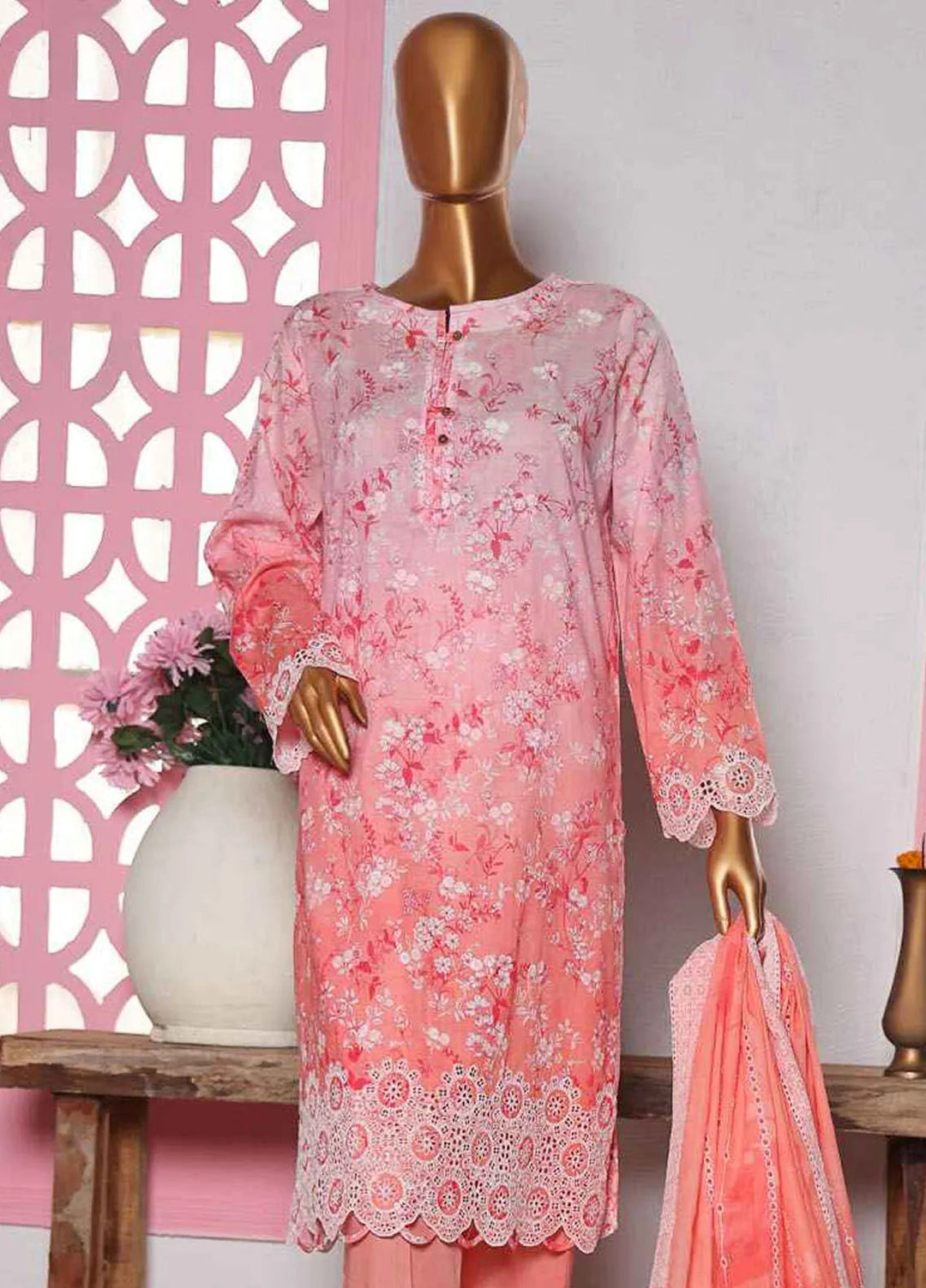 HZ Textiles Embroidered Lawn Suits Unstitched 3 Piece PLK-785 - Summer Collection