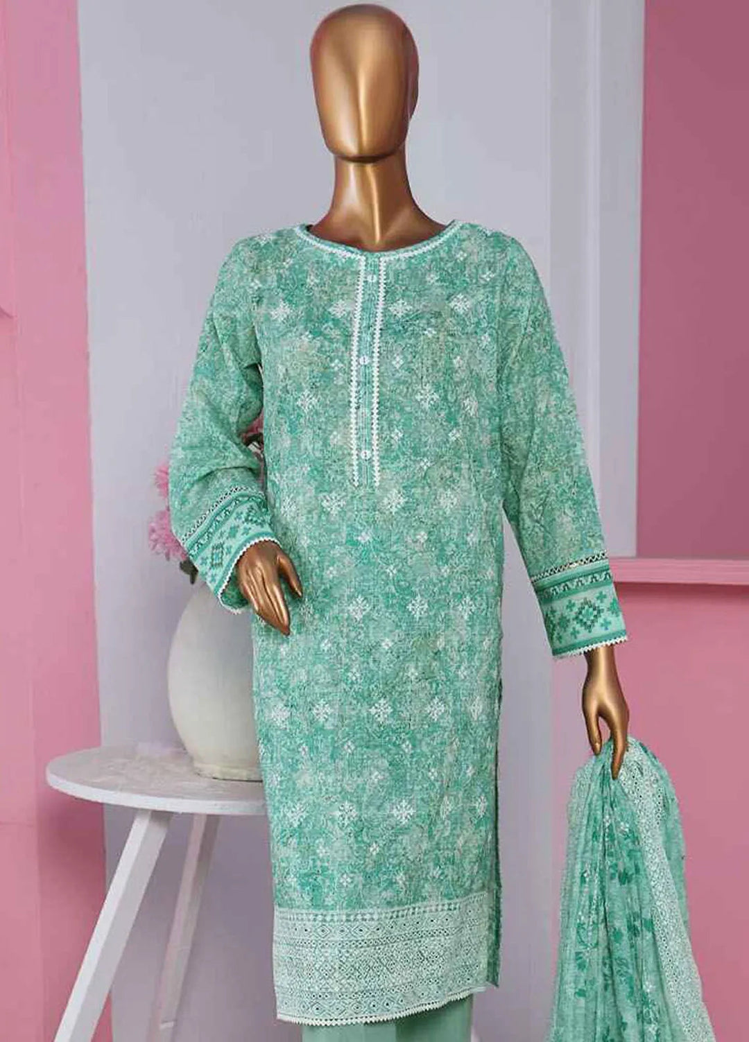 HZ Textiles Embroidered Lawn Suits Unstitched 3 Piece PLK-810 - Summer Collection