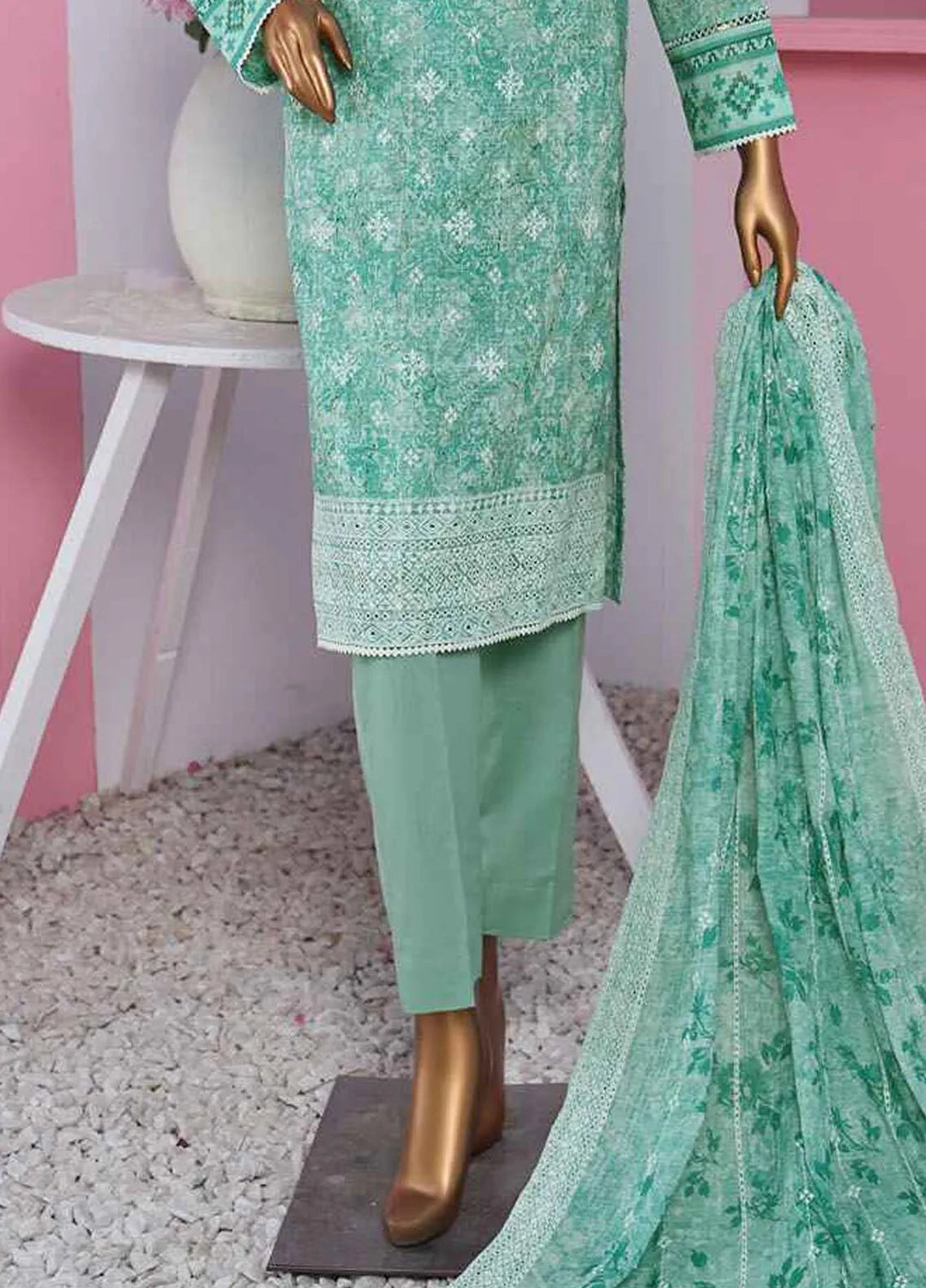 HZ Textiles Embroidered Lawn Suits Unstitched 3 Piece PLK-810 - Summer Collection