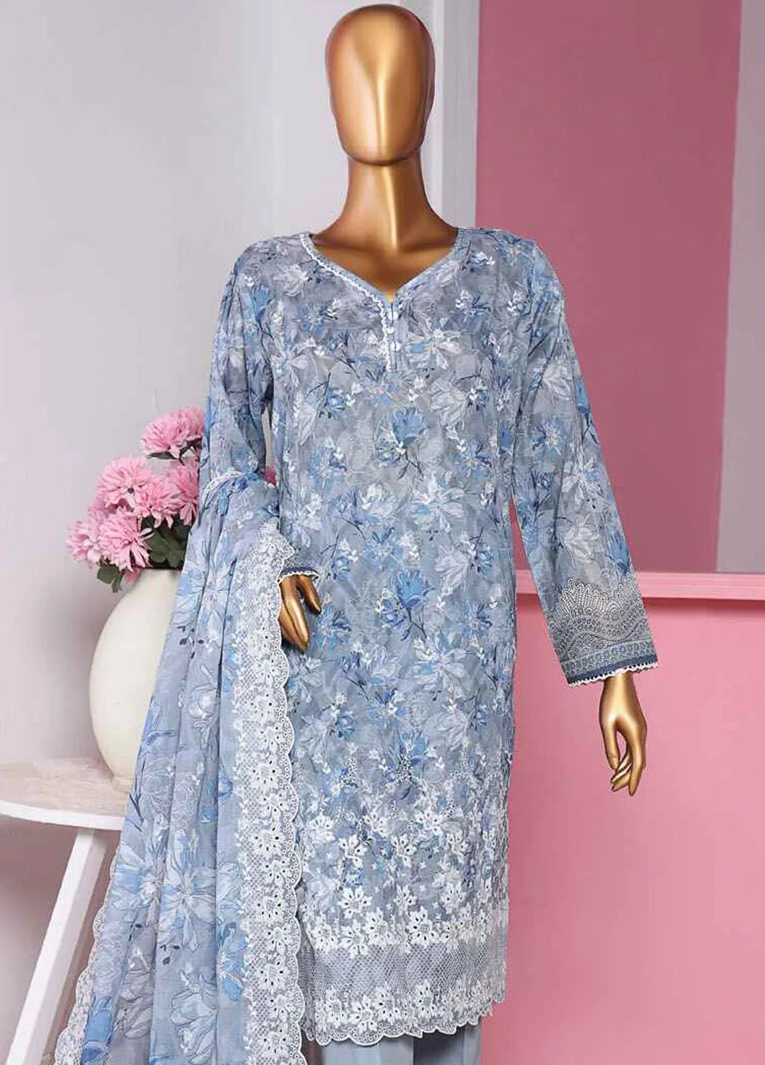 HZ Textiles Embroidered Lawn Suits Unstitched 3 Piece PLK-811 - Summer Collection