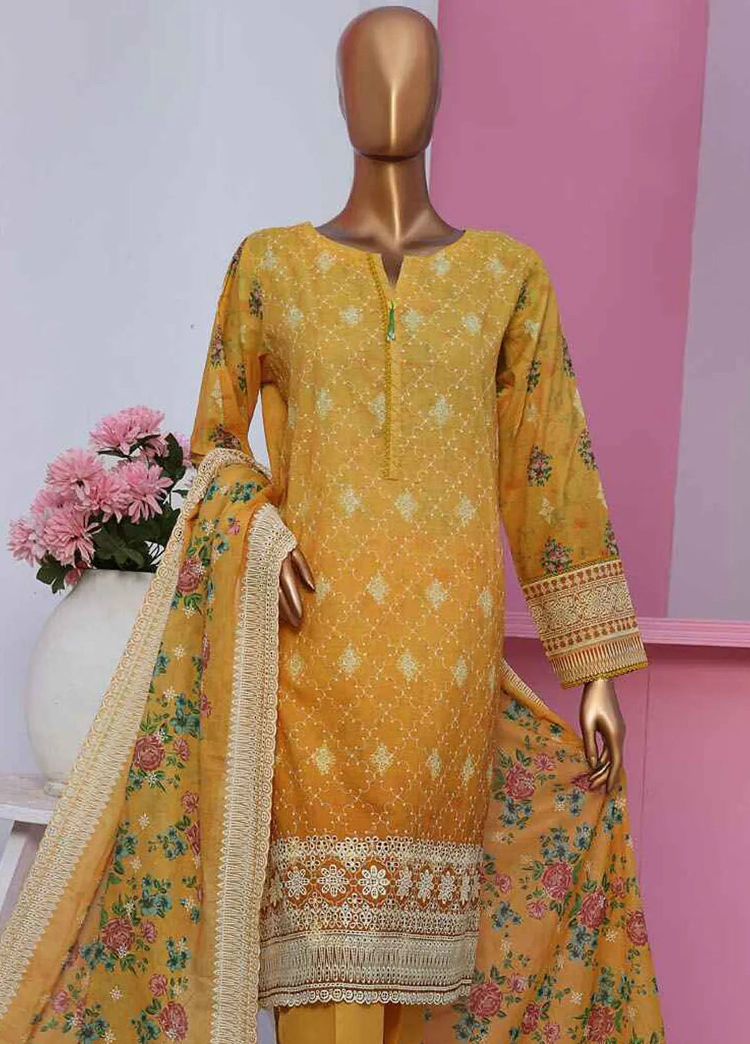 HZ Textiles Embroidered Lawn Suits Unstitched 3 Piece PLK-814 - Summer Collection