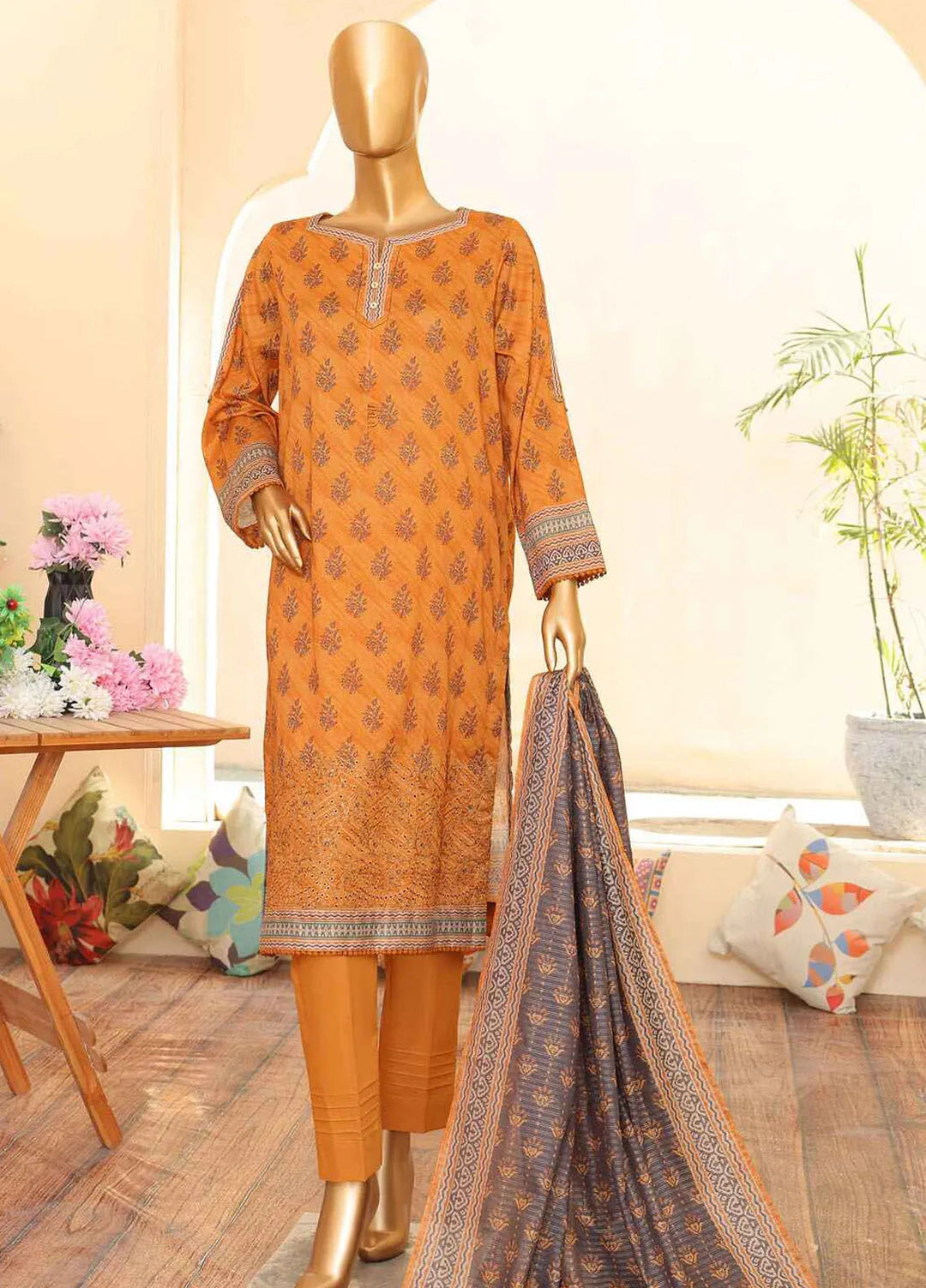 HZ Textiles Embroidered Lawn Suits Unstitched 3 Piece ZEC-161 - Summer Collection