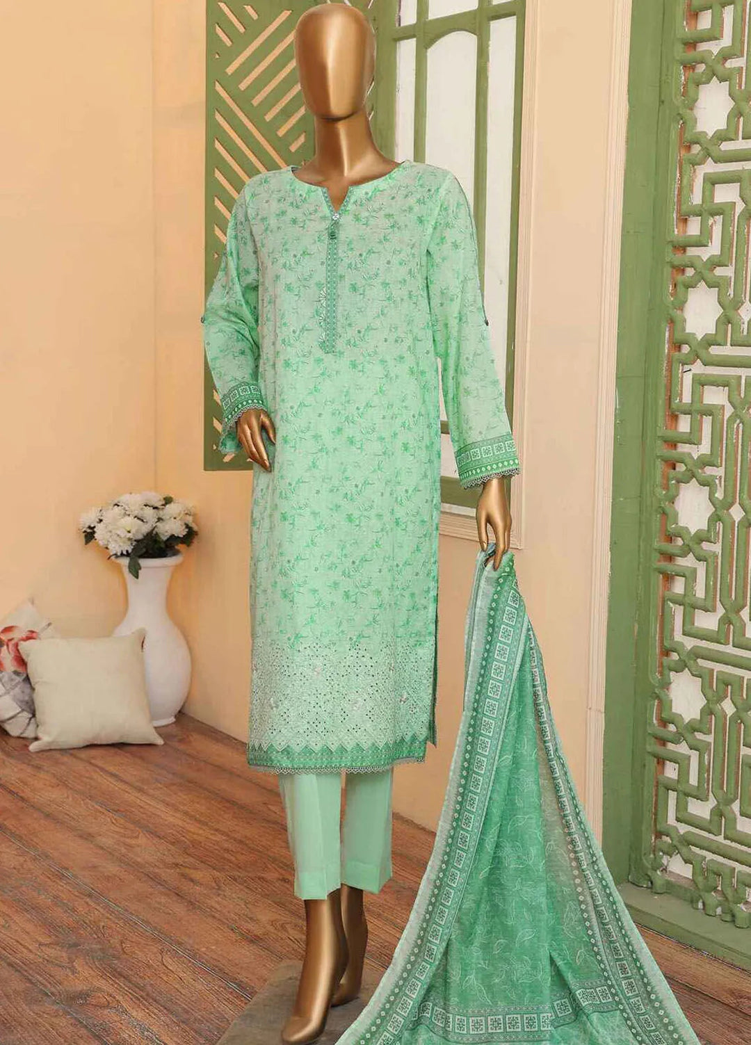 HZ Textiles Embroidered Lawn Suits Unstitched 3 Piece ZEC-166 - Summer Collection