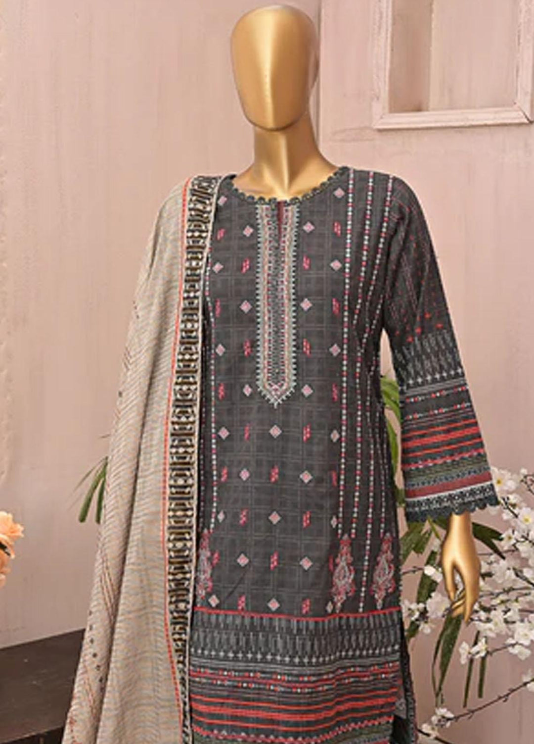 HZ Textiles Embroidered Airjet Suits Unstitched 3 Piece HZ22PZ PCE-0402 - Winter Collection