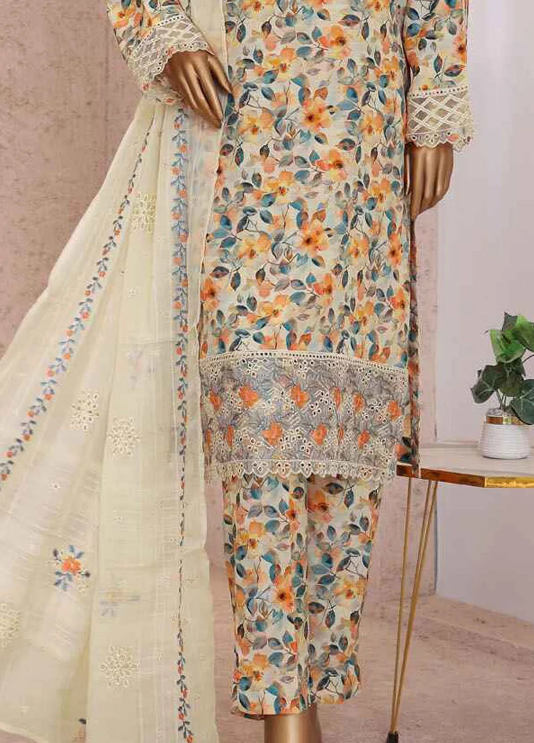 HZ Textiles Embroidered Silk Suits Unstitched 3 Piece HZ25VS VRS-1118 - Summer Collection