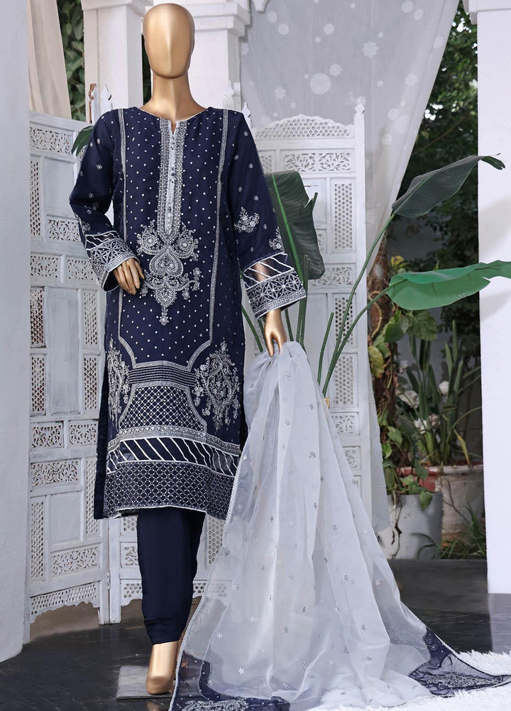 HZ Textiles Pret  Organza 2 Piece Suit HZK-07 N BLUE
