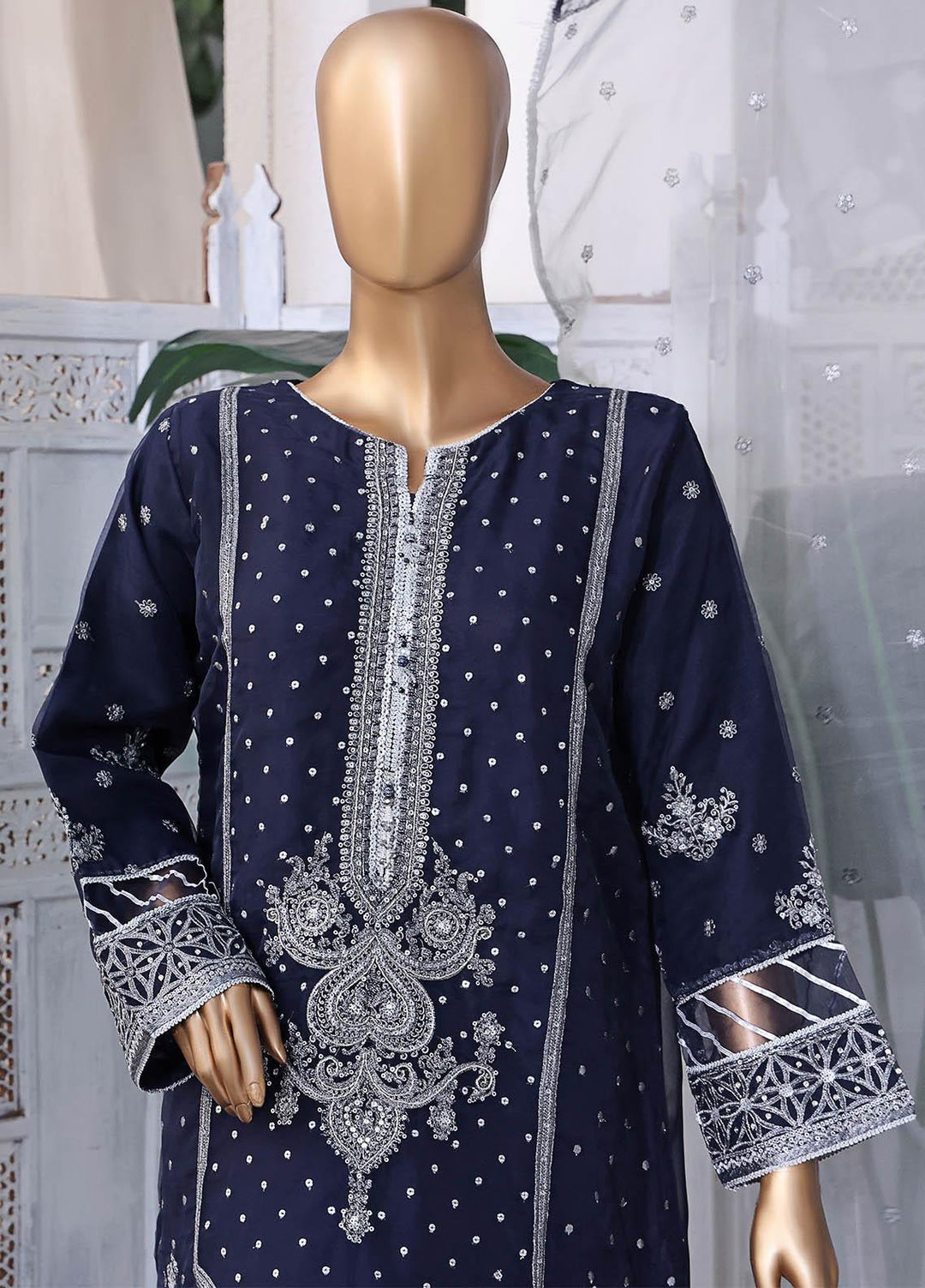 HZ Textiles Pret  Organza 2 Piece Suit HZK-07 N BLUE