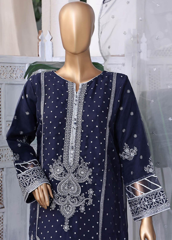 HZ Textiles Pret  Organza 2 Piece Suit HZK-07 N BLUE