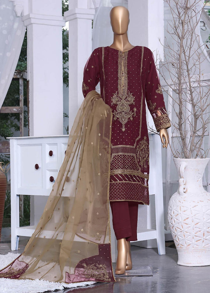 HZ Textiles Pret  Organza 2 Piece Suit HZK-07 MAROON
