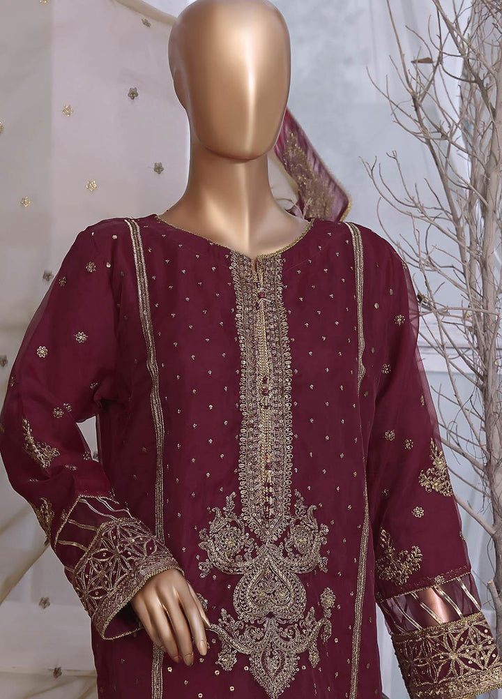 HZ Textiles Pret  Organza 2 Piece Suit HZK-07 MAROON