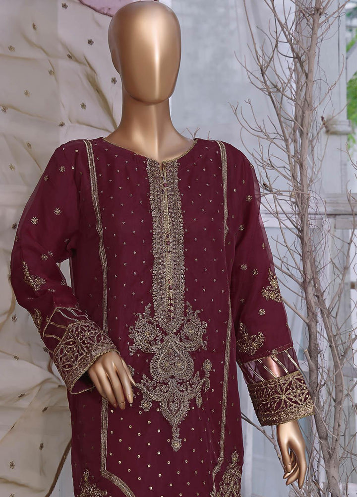 HZ Textiles Pret  Organza 2 Piece Suit HZK-07 MAROON
