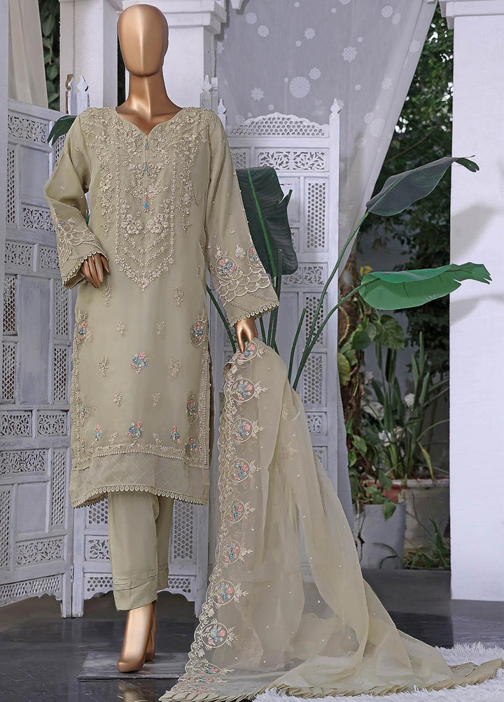 HZ Textiles Pret  Organza 2 Piece Suit HZK-082 BEIGE