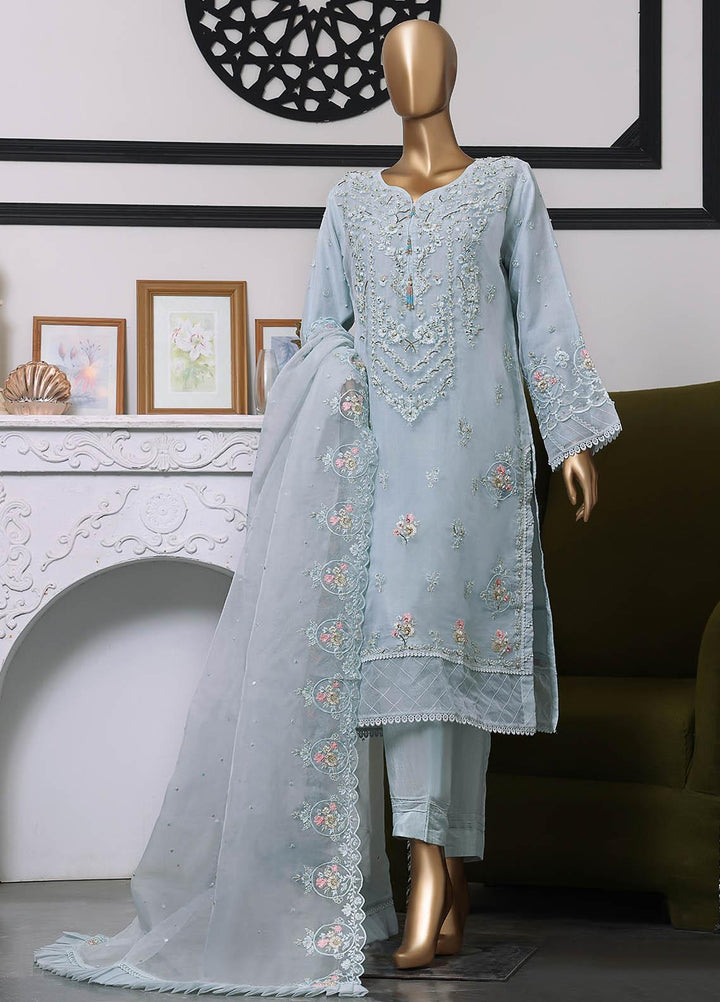 HZ Textiles Pret  Organza 2 Piece Suit HZK-082 SKY BLUE