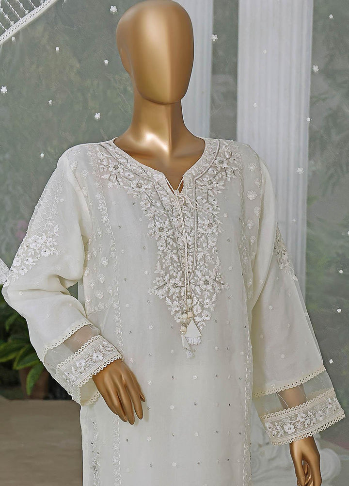 HZ Textiles Pret  Organza 2 Piece Suit HZK-054 WHITE
