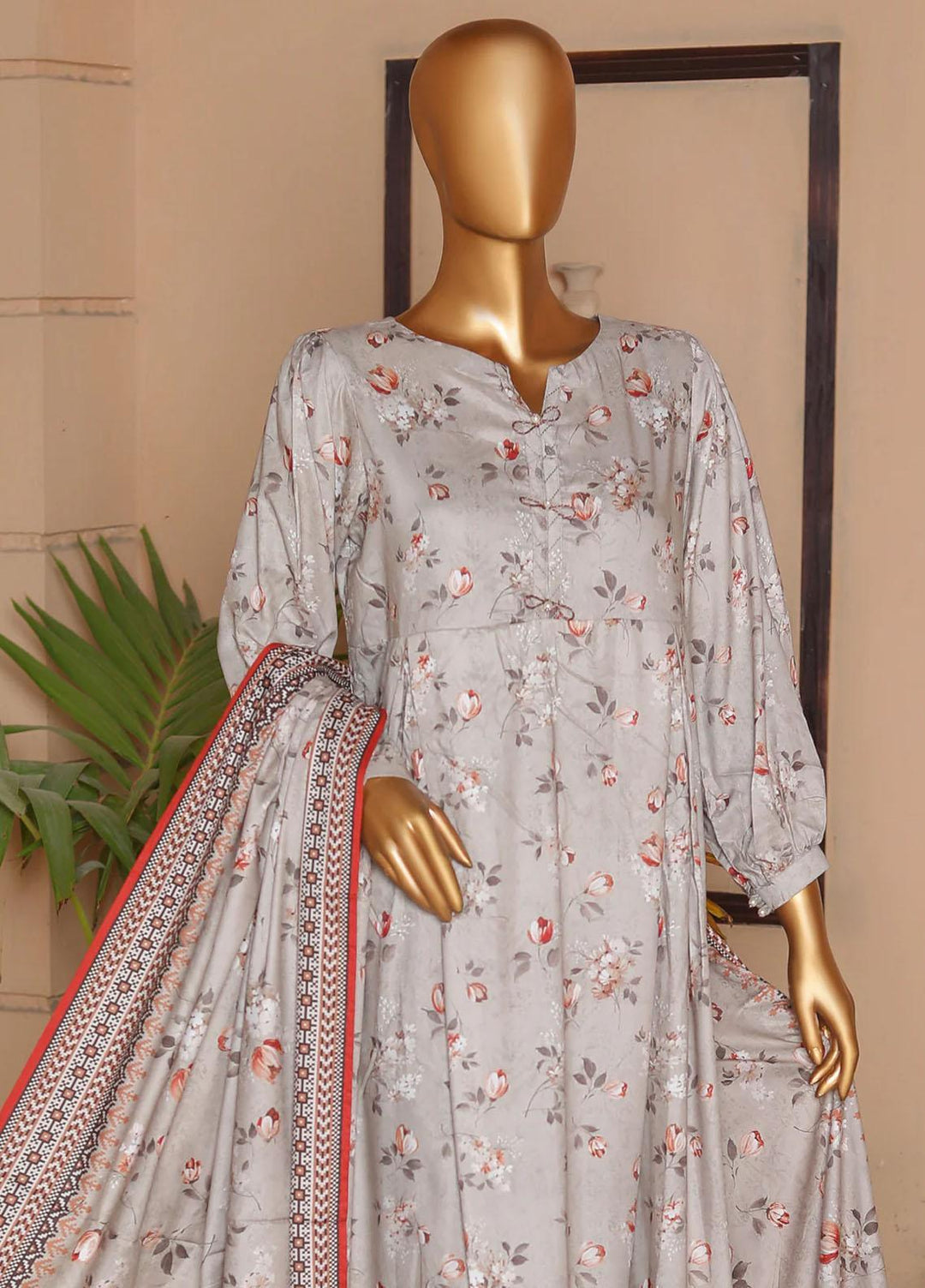 HZ Textiles Printed Linen Suits Unstitched 3 Piece HZ23LW LWP-07 - Winter Collection