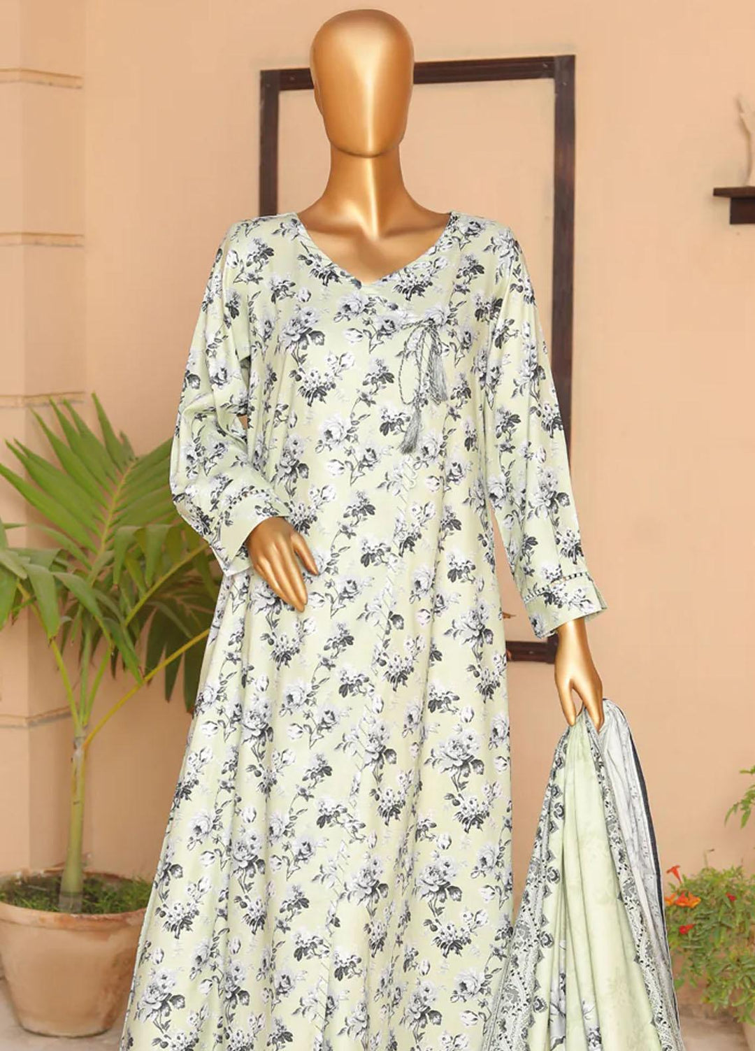 HZ Textiles Printed Linen Suits Unstitched 3 Piece HZ23LW LWP-08 - Winter Collection
