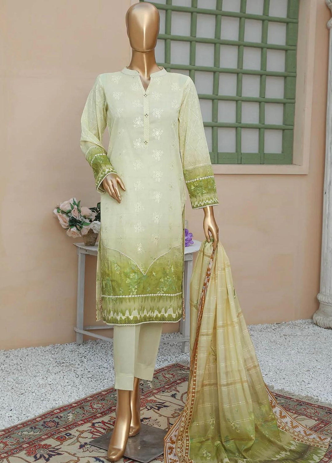 Oriental By HZ Textiles Embroidered Lawn Suits Unstitched 3 Piece HZ23OC OC-15892 - Summer Collection