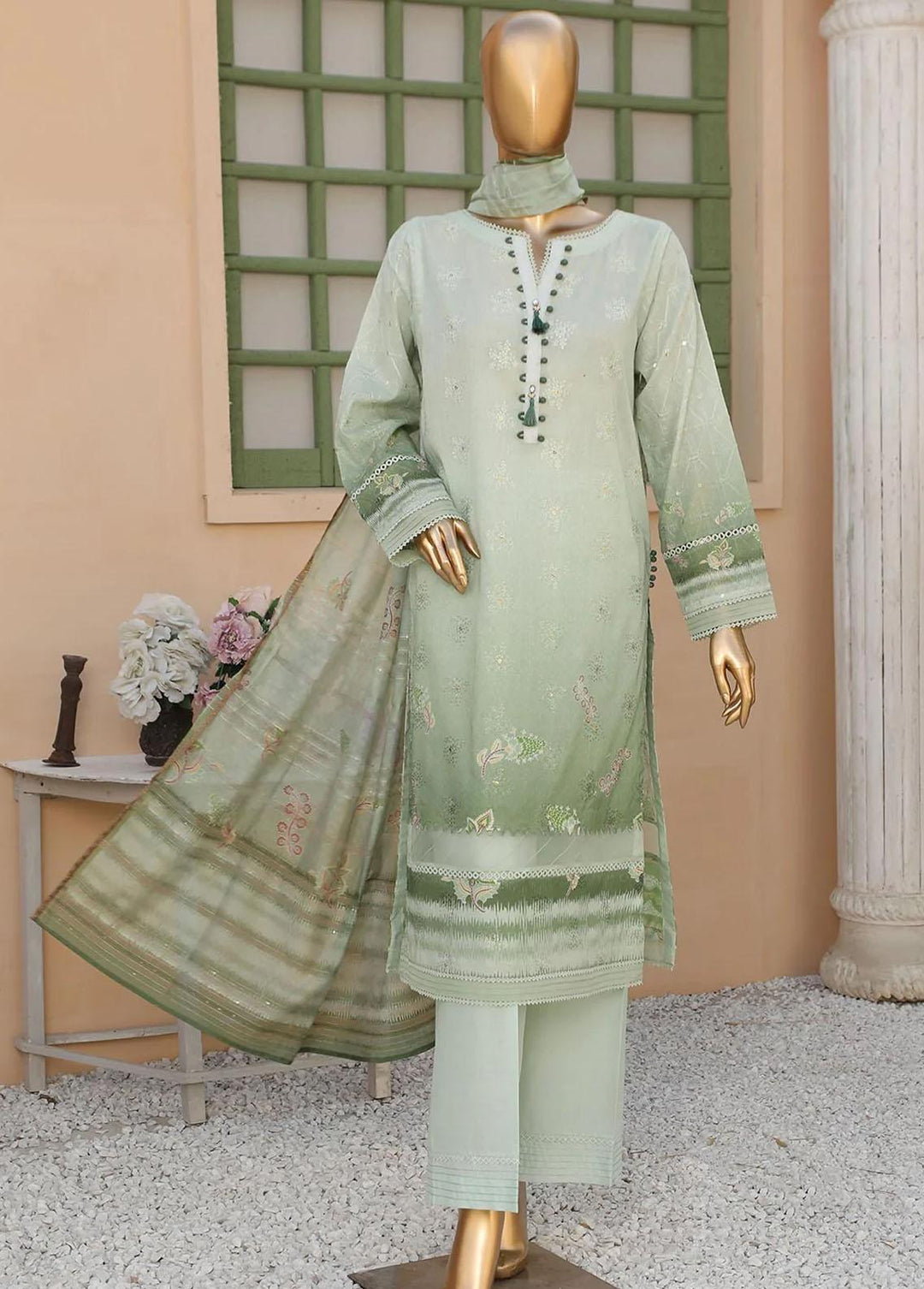 Oriental By HZ Textiles Embroidered Lawn Suits Unstitched 3 Piece HZ23OC OC-15893 - Summer Collection