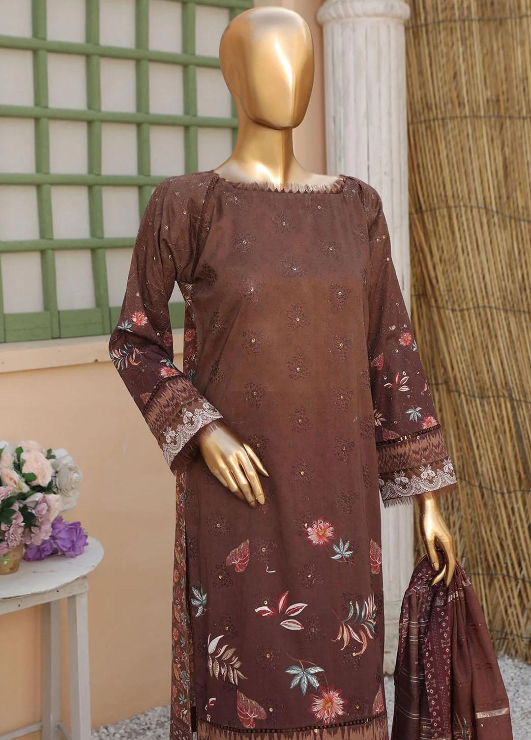 Oriental By HZ Textiles Embroidered Lawn Suits Unstitched 3 Piece HZ23OC OC-15896 - Summer Collection