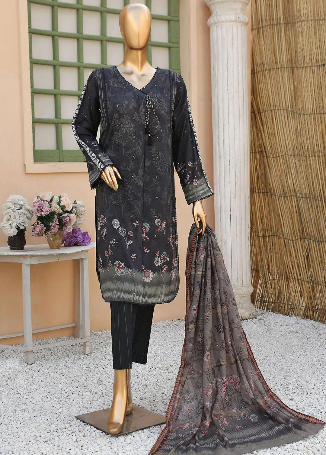 Oriental By HZ Textiles Embroidered Lawn Suits Unstitched 3 Piece HZ23OC OC-15897 - Summer Collection