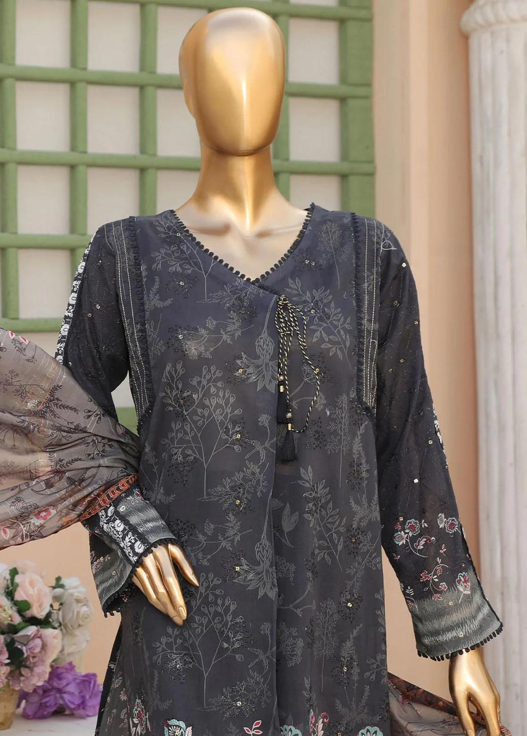 Oriental By HZ Textiles Embroidered Lawn Suits Unstitched 3 Piece HZ23OC OC-15897 - Summer Collection