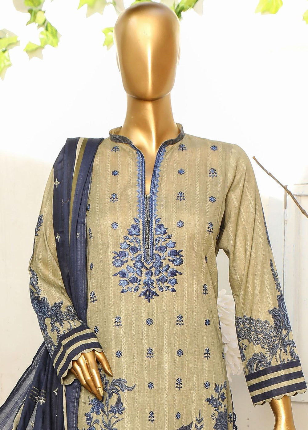 HZ Textiles Embroidered Cotton Suits Unstitched 3 Piece HZ23ON ON-1189-A - Festive Collection