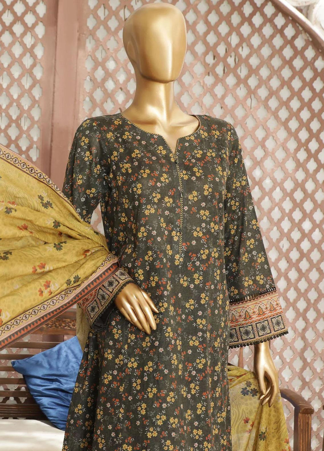 HZ Textiles Printed Lawn Suits Unstitched 3 Piece HZ23PP-V4 PPC-29 - Summer Collection