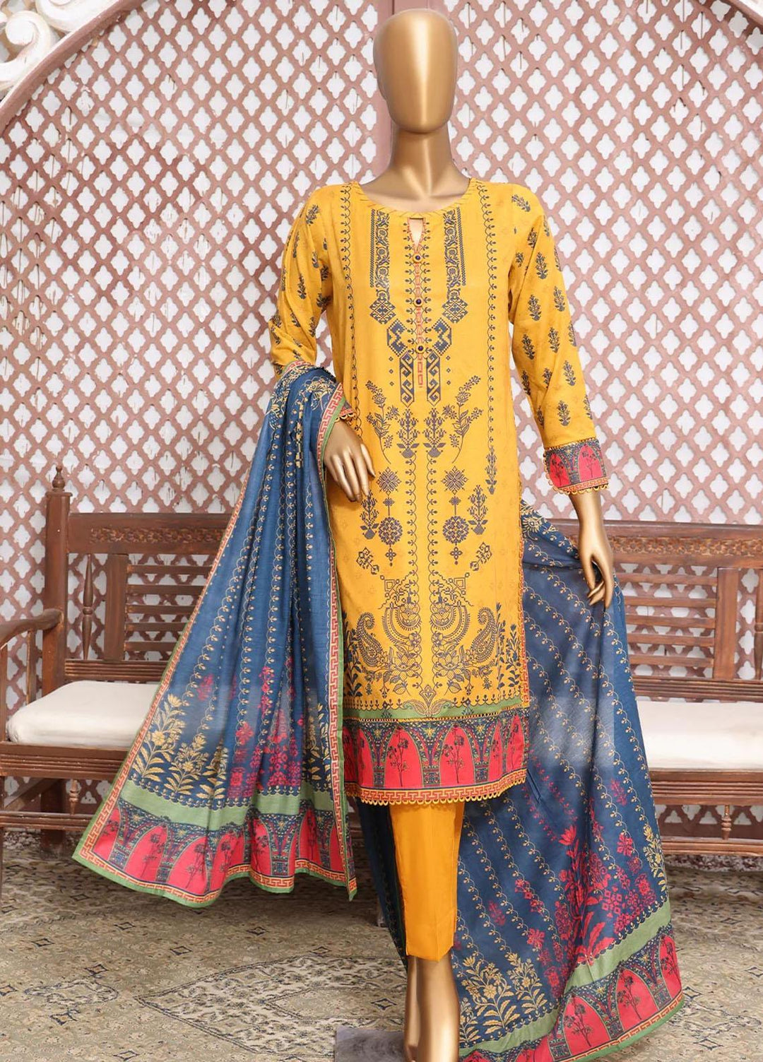 HZ Textiles Printed Lawn Suits Unstitched 3 Piece HZ23PP-V4 PPC-41 - Summer Collection
