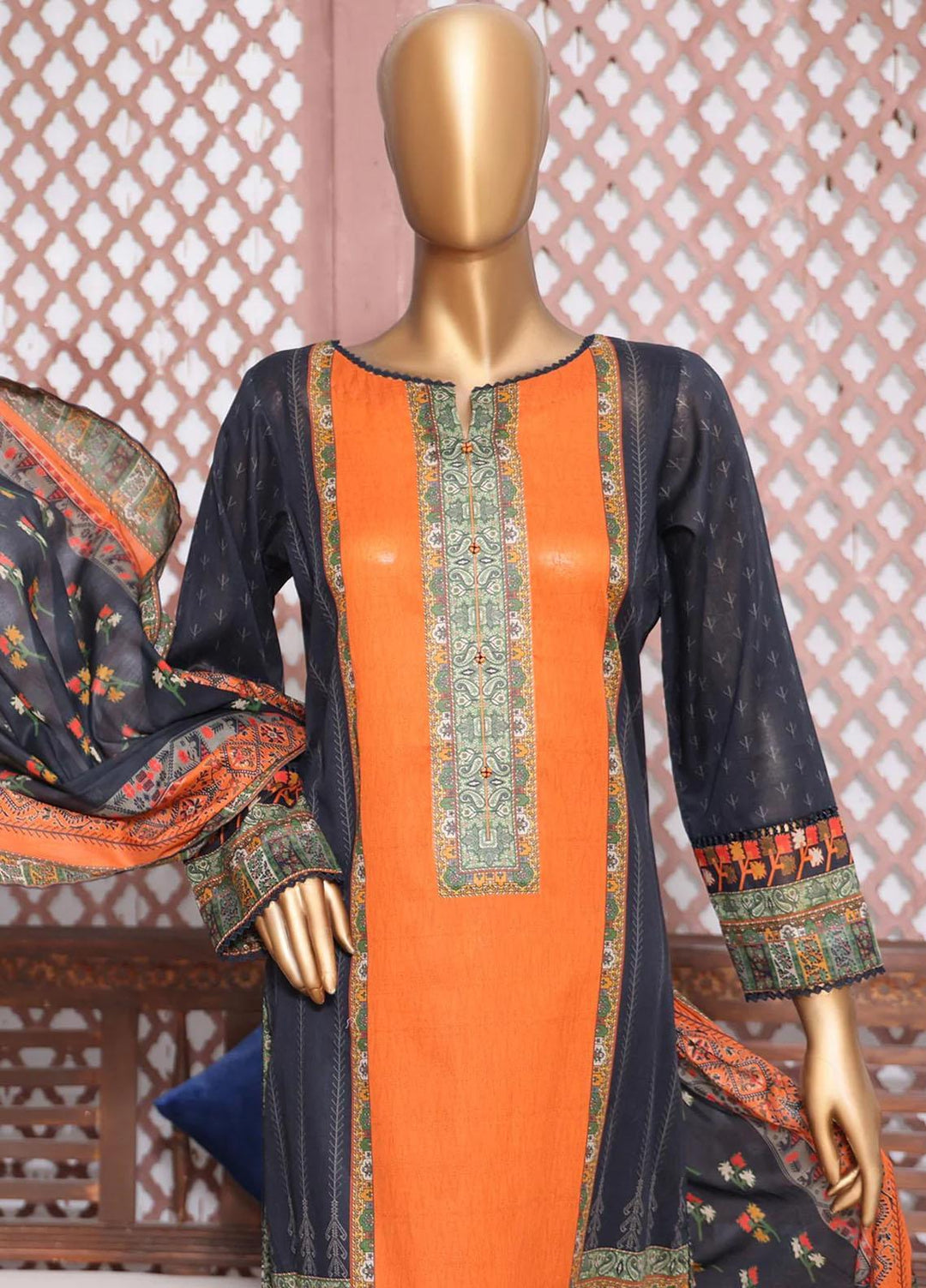 HZ Textiles Printed Lawn Suits Unstitched 3 Piece HZ23PP-V4 PPC-42 - Summer Collection