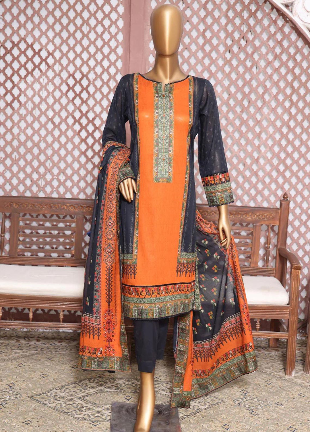 HZ Textiles Printed Lawn Suits Unstitched 3 Piece HZ23PP-V4 PPC-42 - Summer Collection