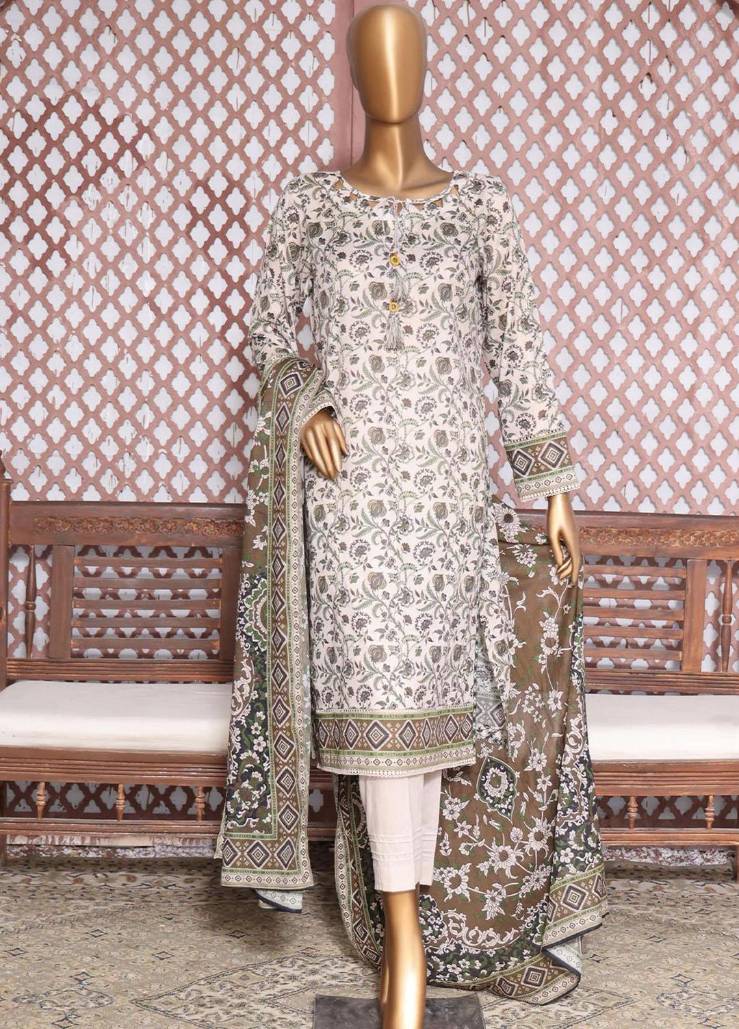 HZ Textiles Printed Lawn Suits Unstitched 3 Piece HZ23PP-V4 PPC-48 - Summer Collection