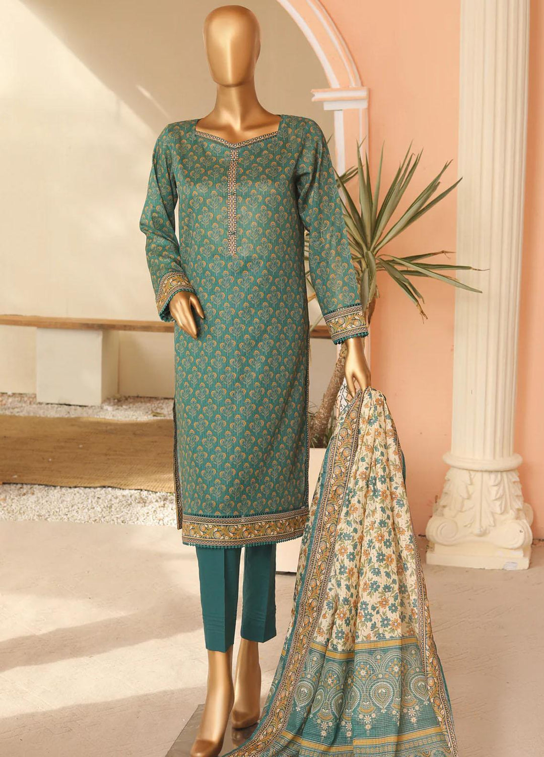 HZ Textiles Printed Lawn Suits Unstitched 3 Piece HZ23PP-V5 PPC-117 - Summer Collection