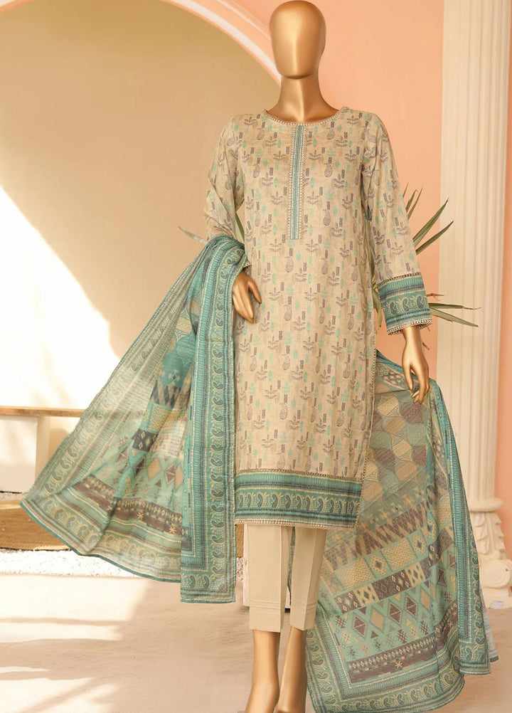 HZ Textiles Printed Lawn Suits Unstitched 3 Piece HZ23PP-V5 PPC-125 - Summer Collection