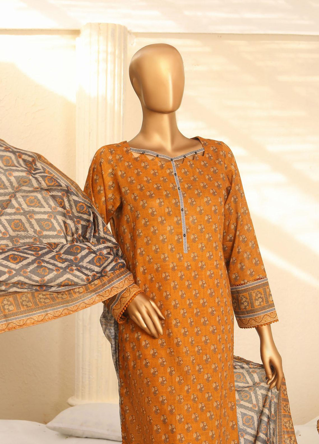 HZ Textiles Printed Lawn Suits Unstitched 3 Piece HZ23PP-V5 PPC-126 - Summer Collection