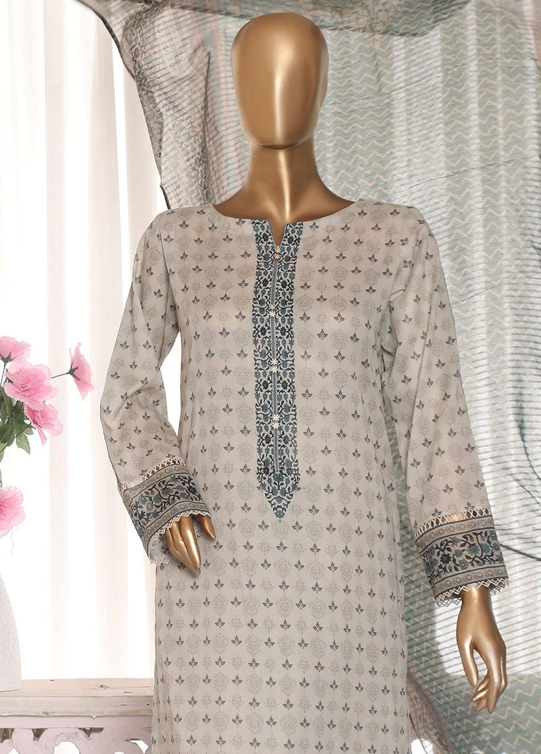 HZ Textiles Printed Lawn Suits Unstitched 3 Piece HZ23PZ PPC-16 - Summer Collection