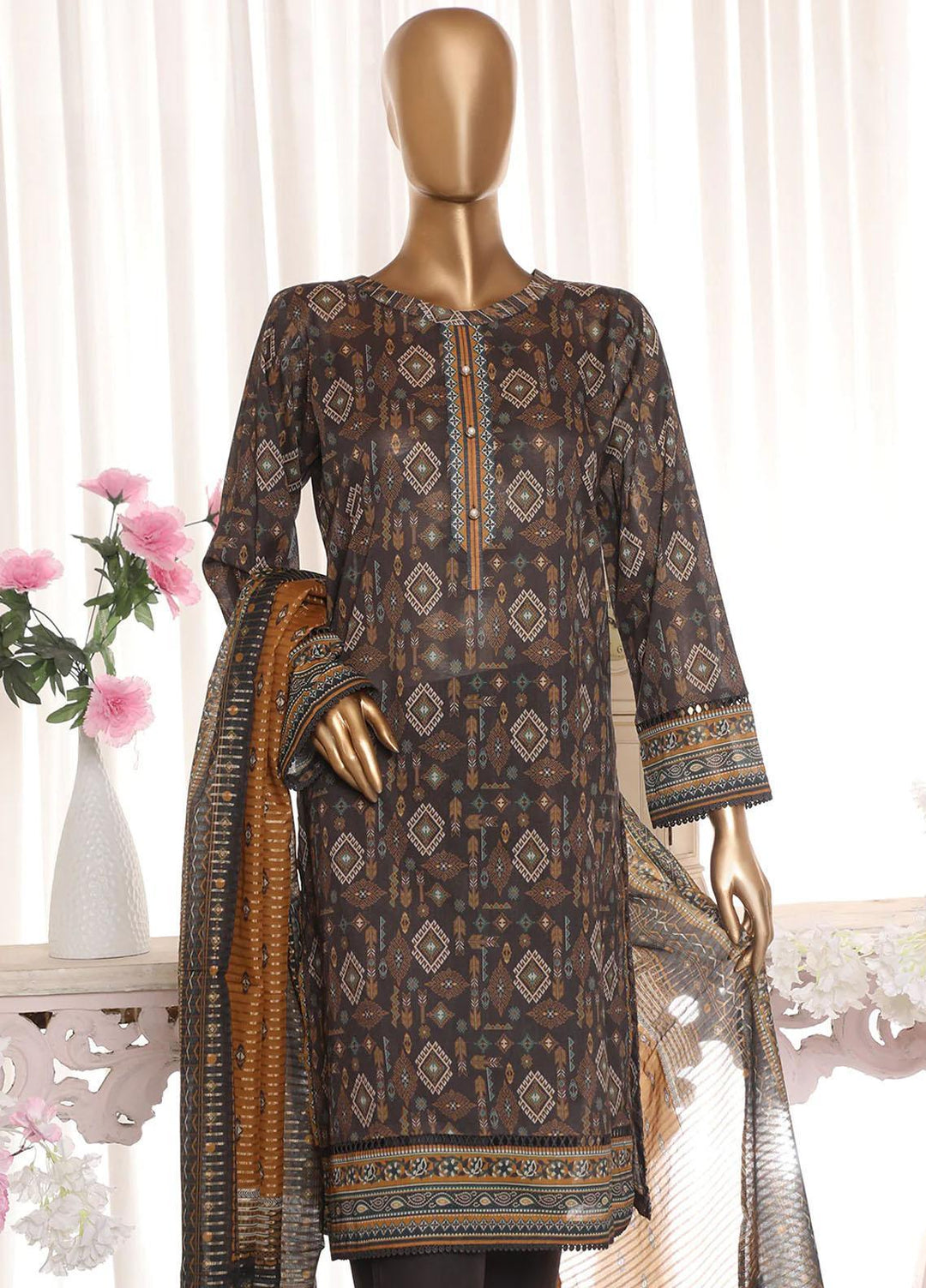 HZ Textiles Printed Lawn Suits Unstitched 3 Piece HZ23PZ PPC-22 - Summer Collection