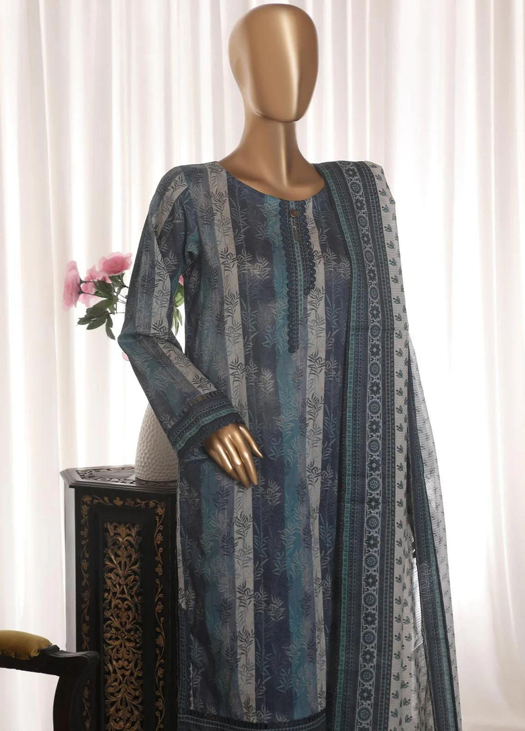 HZ Textiles Printed Lawn Suits Unstitched 3 Piece HZ23PZ PPC-29 - Summer Collection