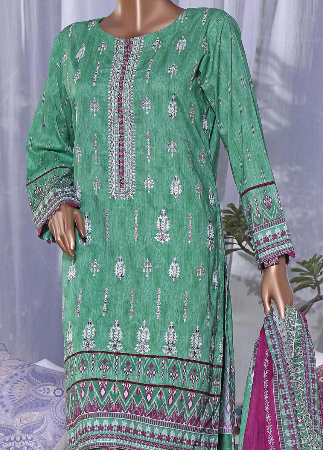 HZ Textiles Embroidered Cambric Suits Unstitched 3 Piece HZ22PC PCE-0418 - Premium Collection