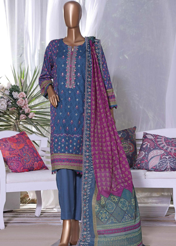 HZ Textiles Embroidered Cambric Suits Unstitched 3 Piece HZ22PC PCE-0423 - Premium Collection