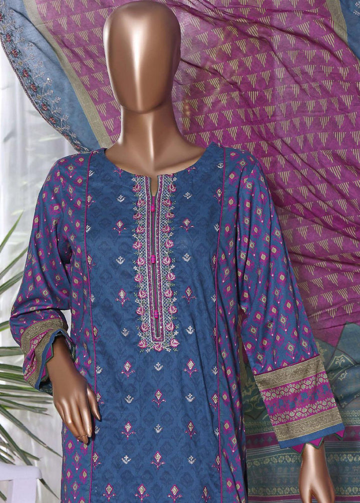 HZ Textiles Embroidered Cambric Suits Unstitched 3 Piece HZ22PC PCE-0423 - Premium Collection