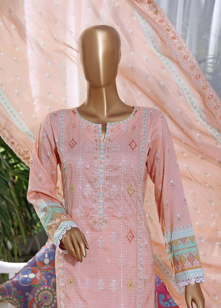 HZ Textiles Embroidered Cambric Suits Unstitched 3 Piece HZ22PC PCE-0424 - Premium Collection