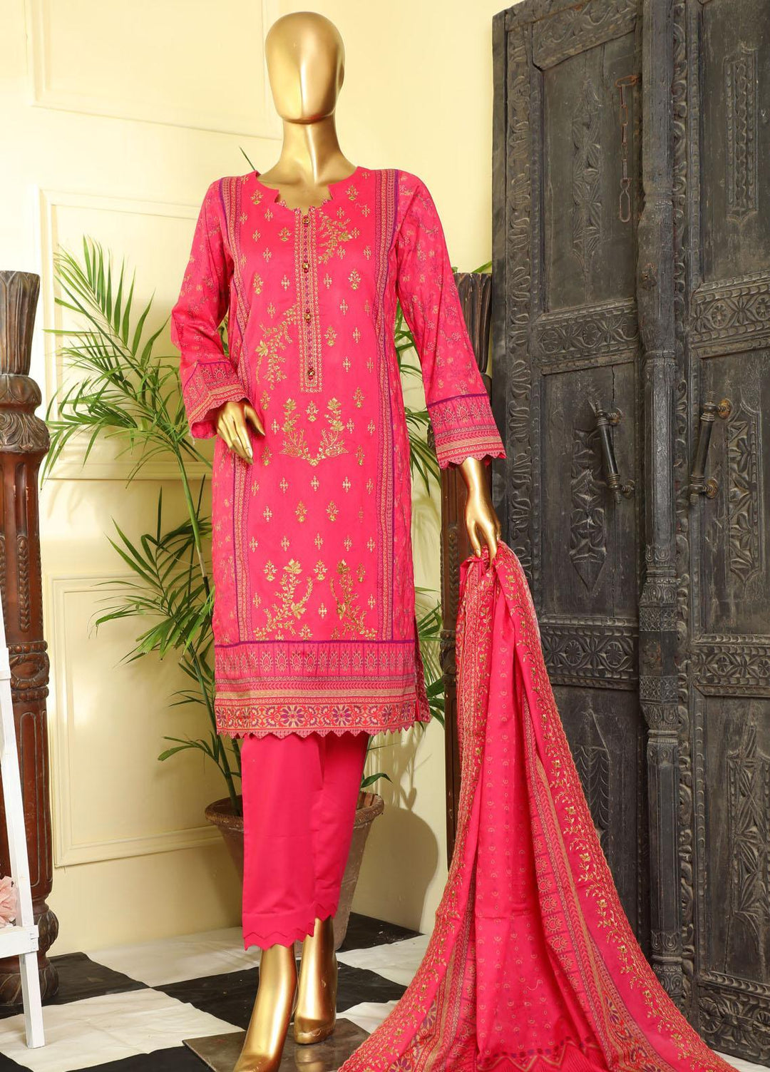 HZ Textiles Embroidered Lawn Suits Unstitched 3 Piece HZ23PCH-1 PEC-0237 - Summer Collection