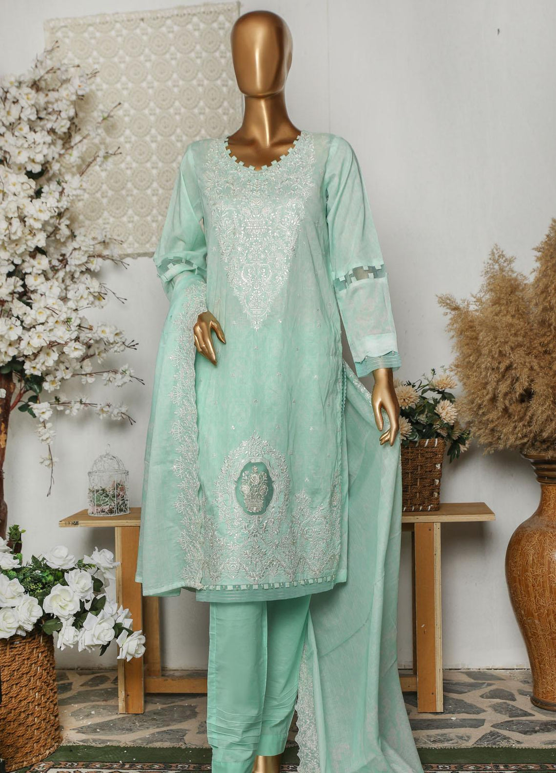 HZ Textiles Embroidered Lawn Suits Unstitched 3 Piece HZ23PCH-1 PEC-2315 - Summer Collection
