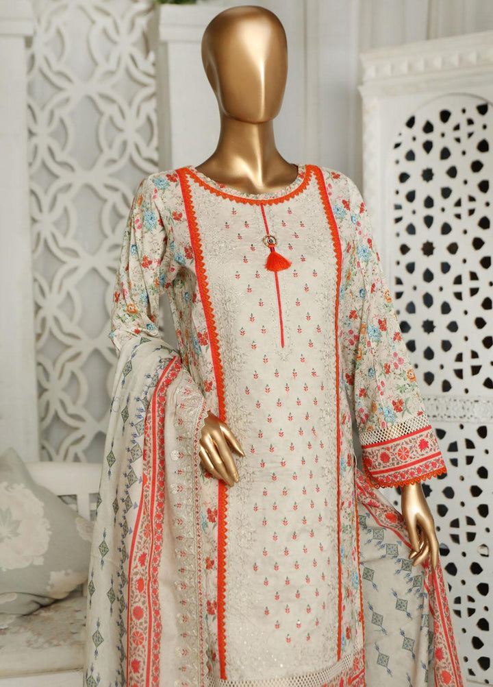 HZ Textiles Embroidered Lawn Suits Unstitched 3 Piece HZ23PCH-1 PEC-2301 - Summer Collection