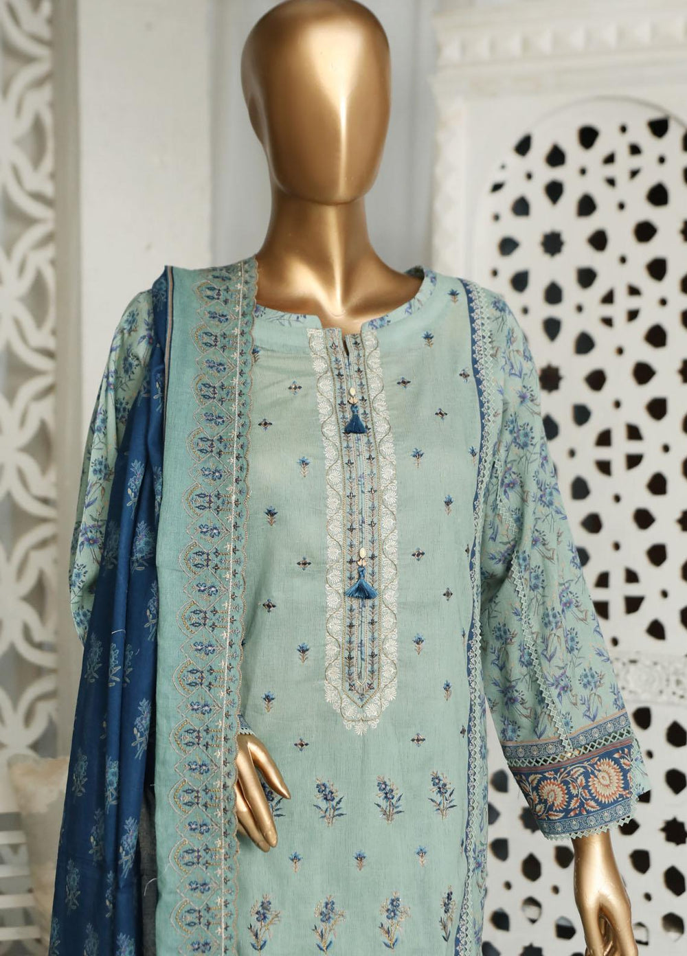 HZ Textiles Embroidered Lawn Suits Unstitched 3 Piece HZ23PCH-1 PEC-2324 - Summer Collection