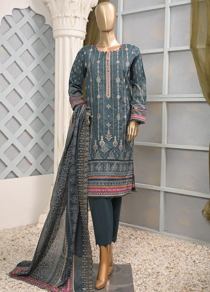 HZ Textiles Embroidered Lawn Suits Unstitched 3 Piece HZ23PCH-1 PEC-0201 - Summer Collection