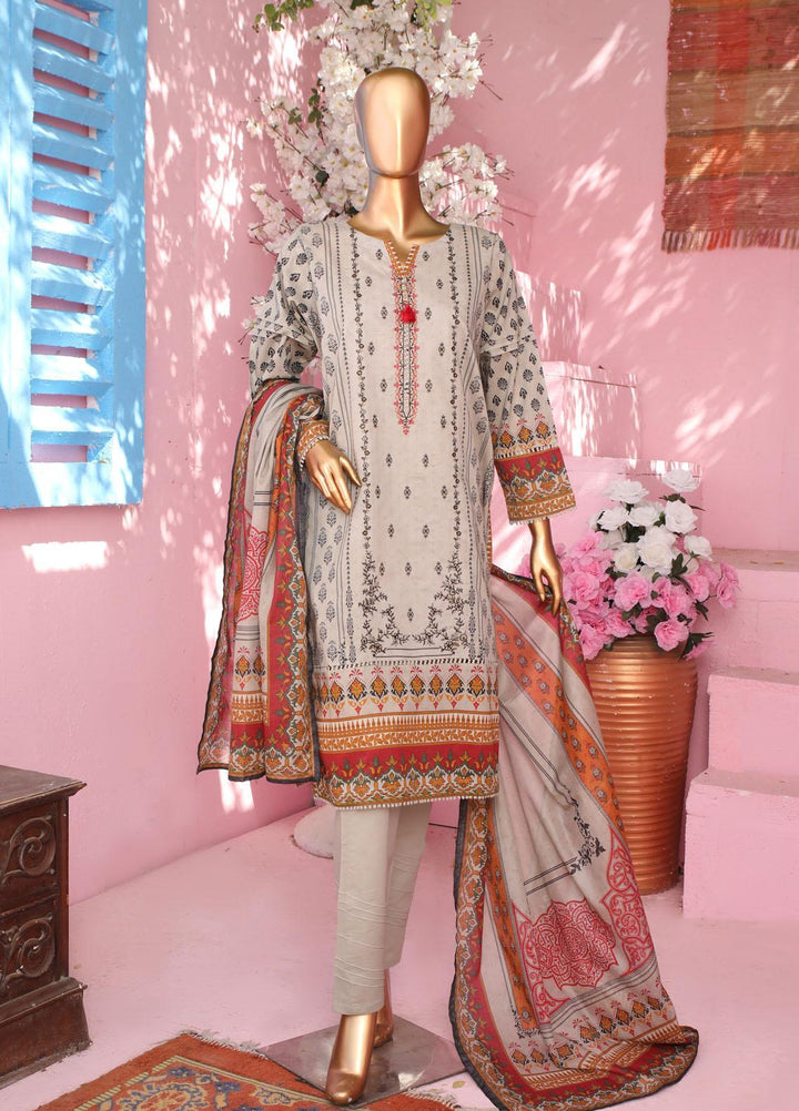 HZ Textiles Embroidered Lawn Suits Unstitched 3 Piece HZ23PCH-2 PEC-0227 - Summer Collection