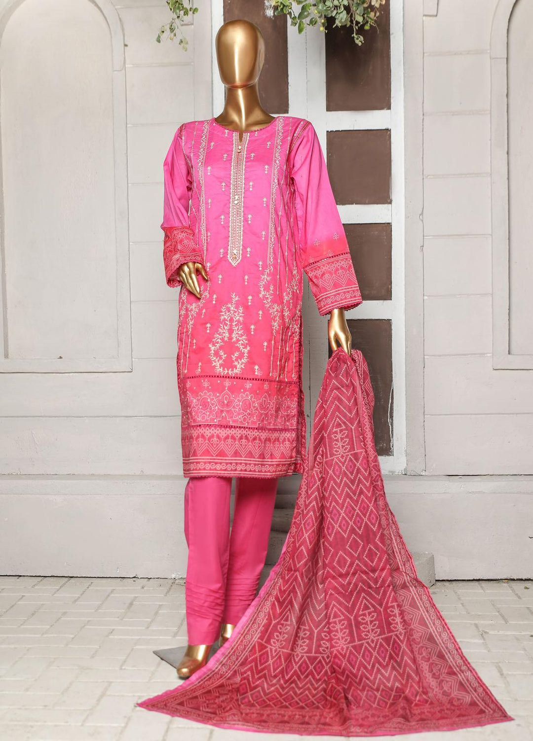 HZ Textiles Embroidered Lawn Suits Unstitched 3 Piece HZ23PCH-2 PEC-0233 - Summer Collection