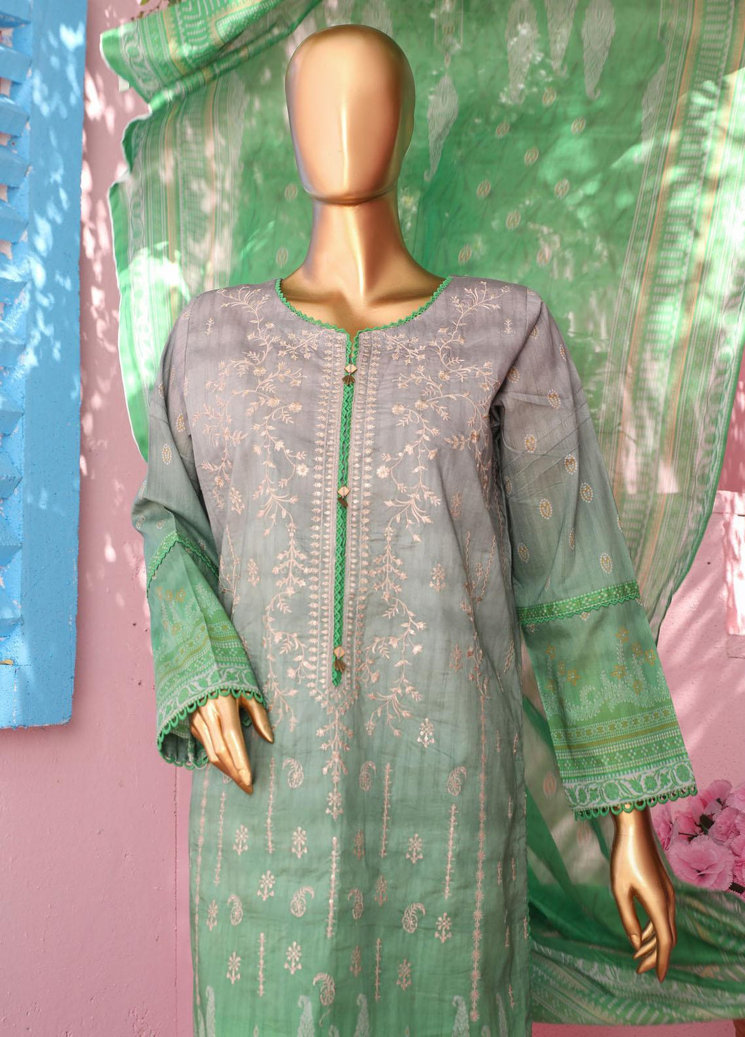 HZ Textiles Embroidered Lawn Suits Unstitched 3 Piece HZ23PCH-2 PEC-0235 - Summer Collection